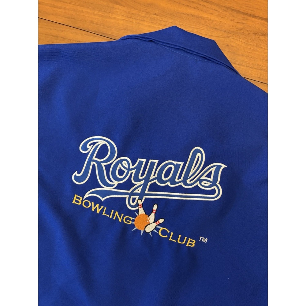 Vintage Kansas City Royals Bowling Club Shirt Mens L Button Up USA Color Block